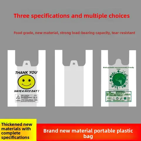 Thickened Plastic Smiley Face Bag Biodegradable Eco-friendly Transparent Grocery Shopping Bag for Takeaway Food Packaging