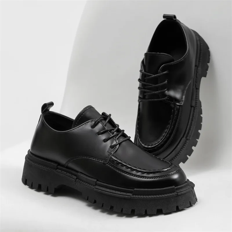 Casual British Style Lace-Up Low-Top Thick-Heeled Men's Single Shoes Versatile Black Leather Flats for Teenagers And Daily Wear
Casual British Style Lace-Up Low-Top Thick-Heeled Men's Single Shoes Versatile Black Leather Flats for Teenagers And Daily Wear