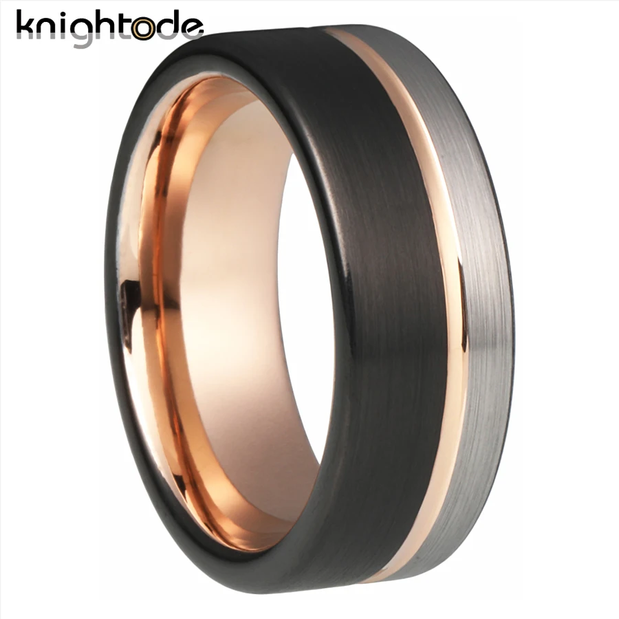 2 Color 8mm Tungsten Carbide Wedding Band Couples Marry Rings Rose Gold Grooved Black Flat Surface Brushed Provide Engraving
2 Color 8mm Tungsten Carbide Wedding Band Couples Marry Rings Rose Gold Grooved Black Flat Surface Brushed Provide Engraving