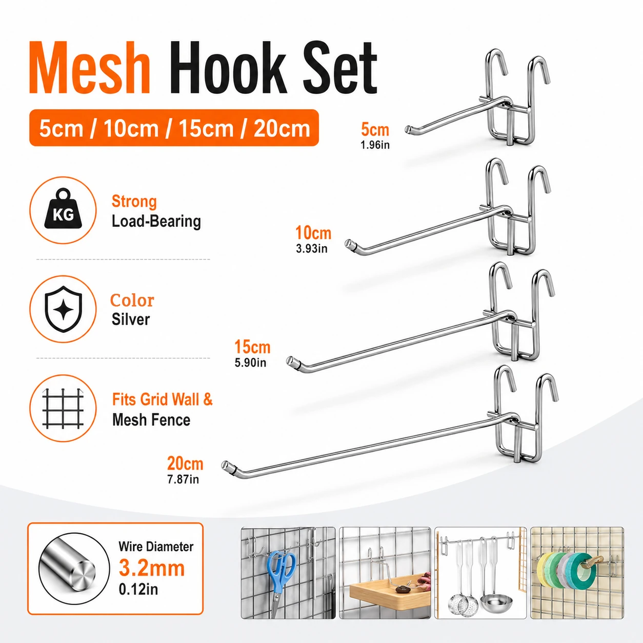 10Pcs 5-20cm Mesh Shelf Hooks, Heavy Duty Iron Hook Accessories for Supermarket, Convenience Store, Grid Wall Display
10Pcs 5-20cm Mesh Shelf Hooks, Heavy Duty Iron Hook Accessories for Supermarket, Convenience Store, Grid Wall Display