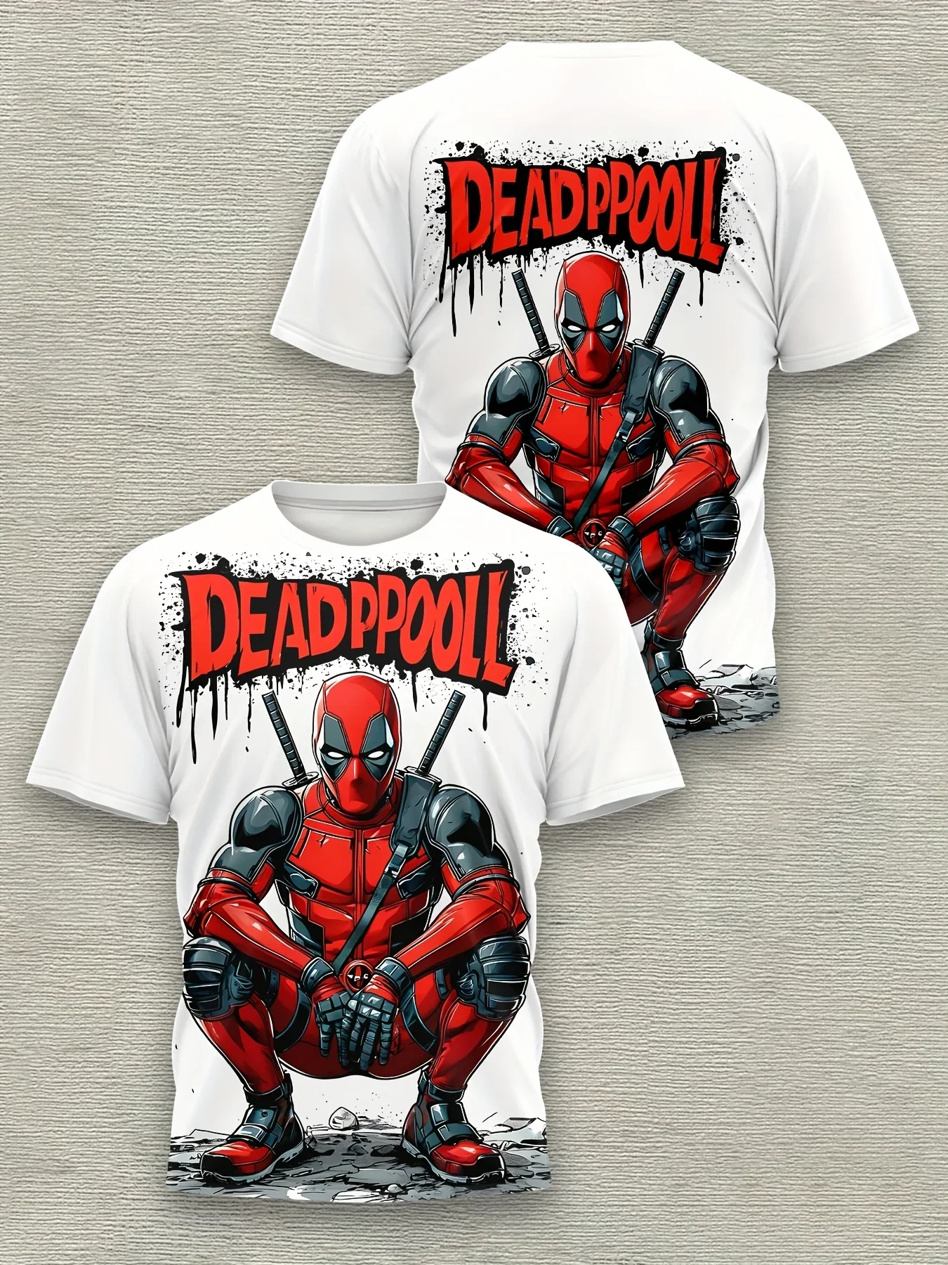 Футболка Marvel Deadpool с короткими рукавами, спортивная одежда, уличная одежда с 3D мужскими узорами супергероев, аниме, одежда с короткими рукавами в стиле аниме
Футболка Marvel Deadpool с короткими рукавами, спортивная одежда, уличная одежда с 3D мужскими узорами супергероев, аниме, одежда с короткими рукавами в стиле аниме