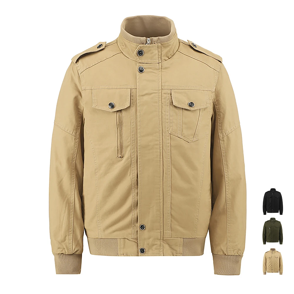 Men's Cotton Jackets Military Jackets Cargo Jackets Working Jackets with Multi Pockets Full Zip Stand Collar Coats Windbreaker
Men's Cotton Jackets Military Jackets Cargo Jackets Working Jackets with Multi Pockets Full Zip Stand Collar Coats Windbreaker