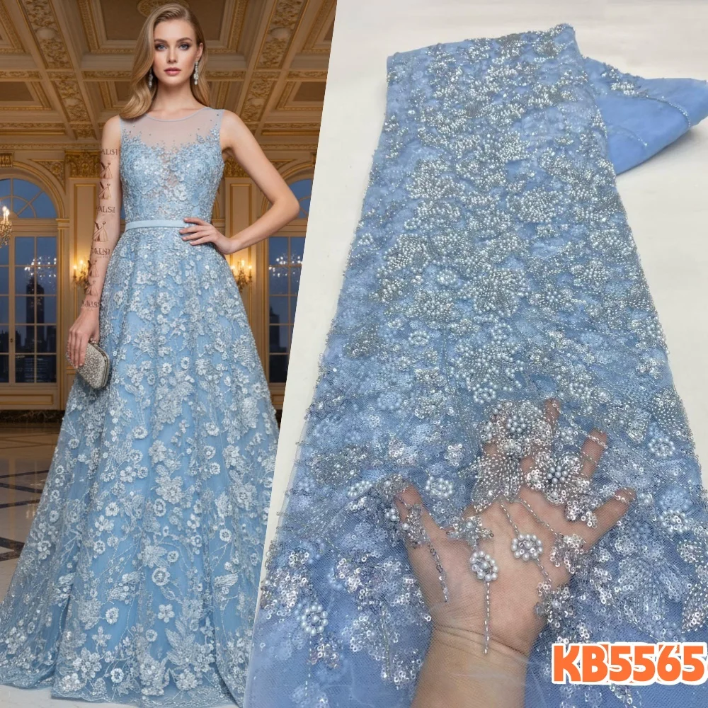 YLS Blue Sequins Lace Fabric 5 Yards Beaded French Mesh Fabric Lace for Wedding Party Dresses Sewing Nigeria Beads Lace KB5565
YLS Blue Sequins Lace Fabric 5 Yards Beaded French Mesh Fabric Lace for Wedding Party Dresses Sewing Nigeria Beads Lace KB5565