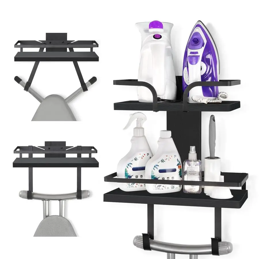 Настенный держатель для гладильной доски, 2-уровневый держатель для утюга и гладильной доски, полки для прачечной из массива дерева со съемными крючками для дома
Настенный держатель для гладильной доски, 2-уровневый держатель для утюга и гладильной доски, полки для прачечной из массива дерева со съемными крючками для дома