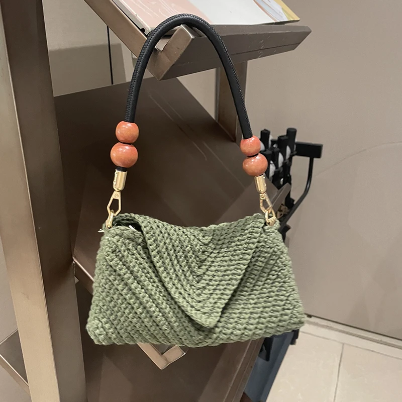 Handmade Cotton Rope Woven Bag,Wooden Bead Decor Handles,stylish Retro Exquisite shoulder Square Bag Solid Color Simple handbag
Handmade Cotton Rope Woven Bag,Wooden Bead Decor Handles,stylish Retro Exquisite shoulder Square Bag Solid Color Simple handbag