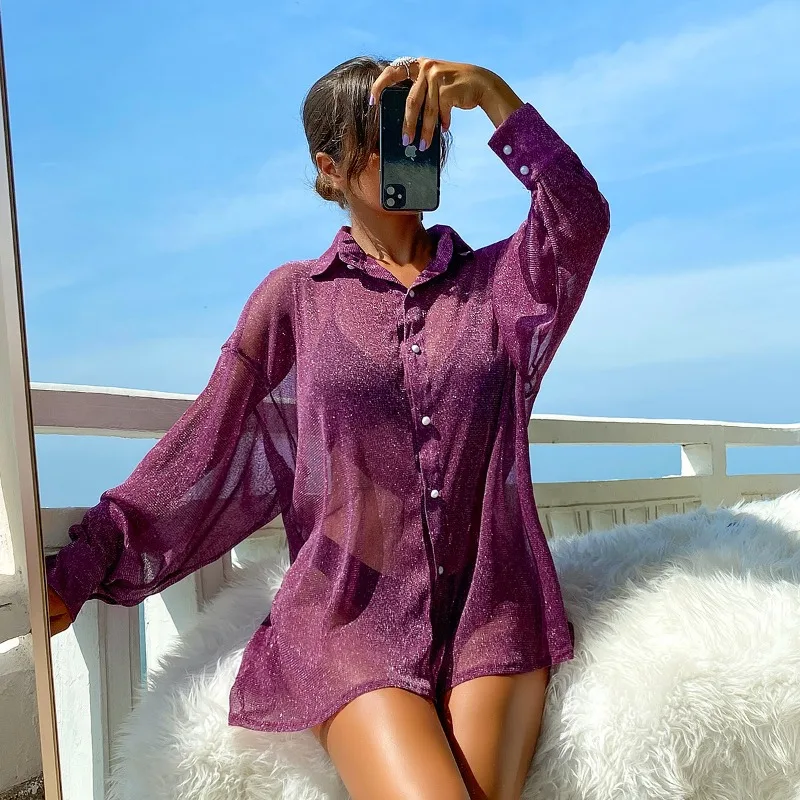 Mesh Sheer Shiny Sequins Sexy Casual Loose Long Sleeve Korean Office Lady Shirt For Women Summer Spring Loose Tops Holiday Beach
Mesh Sheer Shiny Sequins Sexy Casual Loose Long Sleeve Korean Office Lady Shirt For Women Summer Spring Loose Tops Holiday Beach