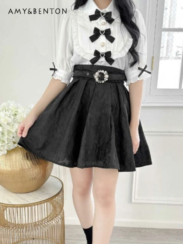 Japanese Sweet Cute Lolita Skirt Kawaii Love Jacquard Pleated Skirt Women Heavy Industry Beaded Belt Slimming Kawaii Mini Skirt
Japanese Sweet Cute Lolita Skirt Kawaii Love Jacquard Pleated Skirt Women Heavy Industry Beaded Belt Slimming Kawaii Mini Skirt