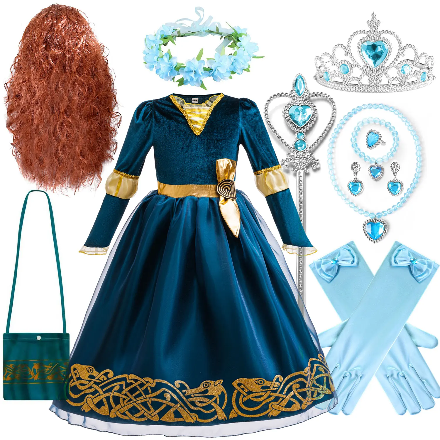 Full Celtic Princess Costume Set Girls Emerald Green Dress with All Accessories Kids Scottish Archer Role Play Outfit 2-10T
Full Celtic Princess Costume Set Girls Emerald Green Dress with All Accessories Kids Scottish Archer Role Play Outfit 2-10T