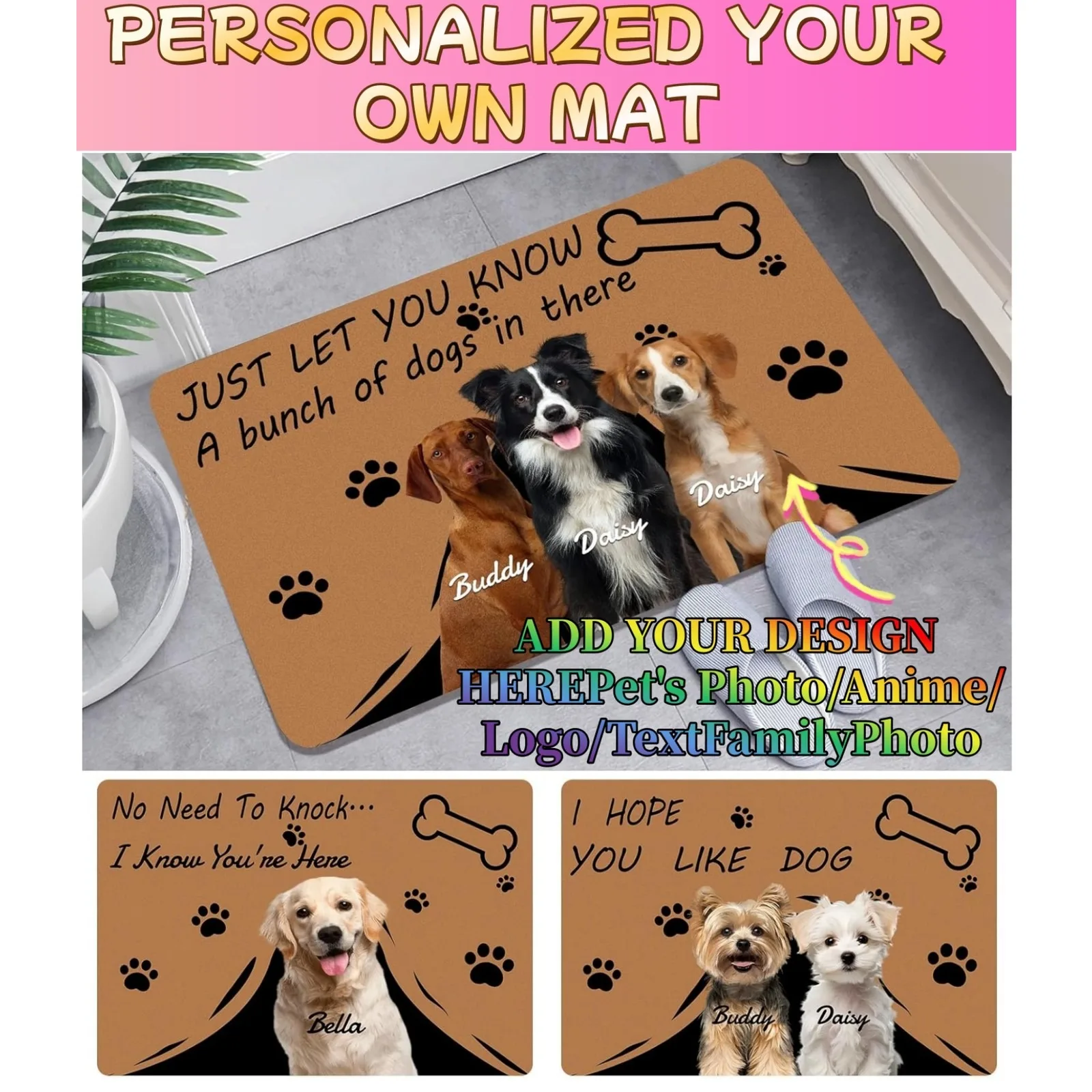 Personalized Pet Doormat for Front Door Custom Cute Dog Rug Pet Photo with Text
Personalized Pet Doormat for Front Door Custom Cute Dog Rug Pet Photo with Text