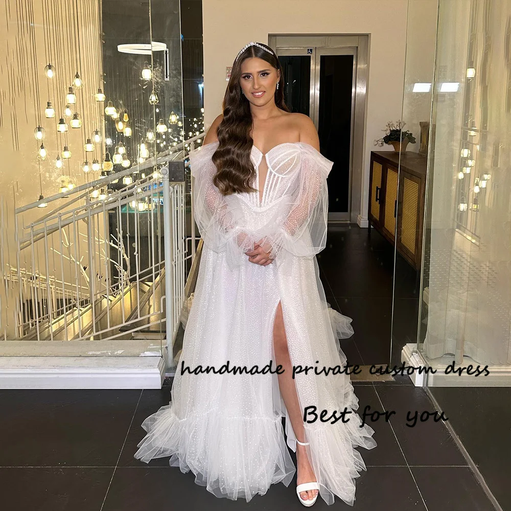 Glitter White A Line Wedding Dresses Side Split Draped Tulle Long Bride Dress Bone Corset Sweetheart Beach Wedding Bridal Gowns
Glitter White A Line Wedding Dresses Side Split Draped Tulle Long Bride Dress Bone Corset Sweetheart Beach Wedding Bridal Gowns