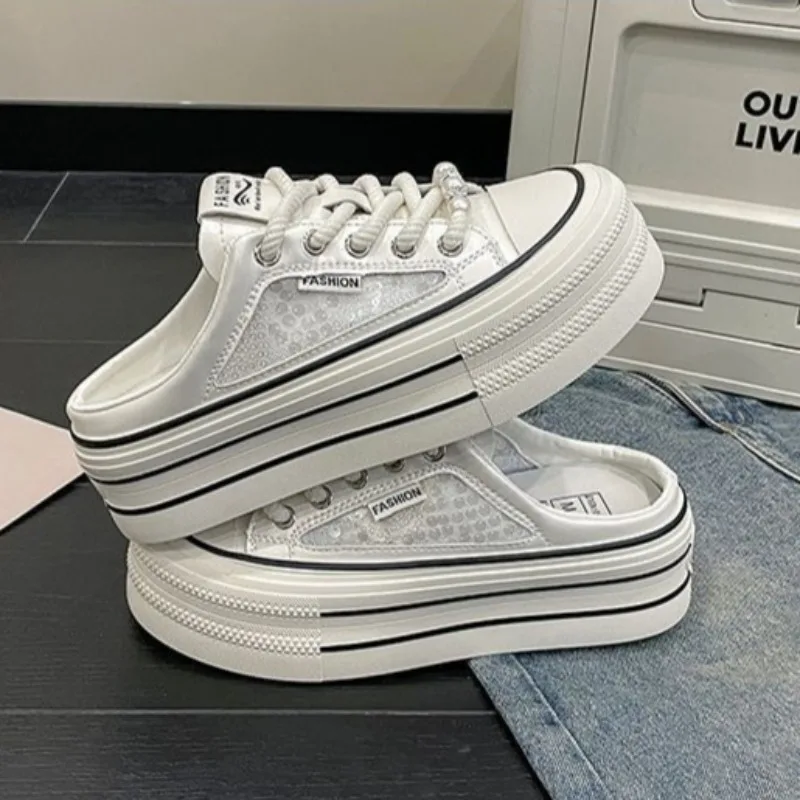 Summer Women Platform Slippers Mesh Breathable Canvas Slipper Fashion BaoTou Half Slippers for Women Heightening Casual Slippers
Summer Women Platform Slippers Mesh Breathable Canvas Slipper Fashion BaoTou Half Slippers for Women Heightening Casual Slippers