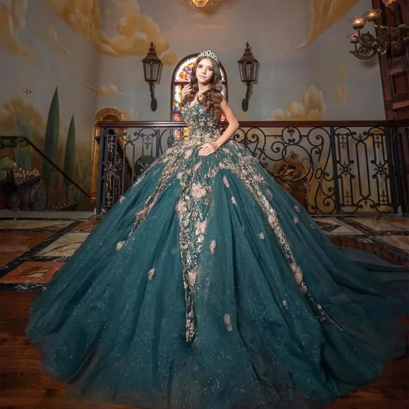 Customized Shiny blackish green Off Shoulder Quinceanera Dress Lace sequin applique crystal Tull vestidos de 15 Quinceanera
Customized Shiny blackish green Off Shoulder Quinceanera Dress Lace sequin applique crystal Tull vestidos de 15 Quinceanera