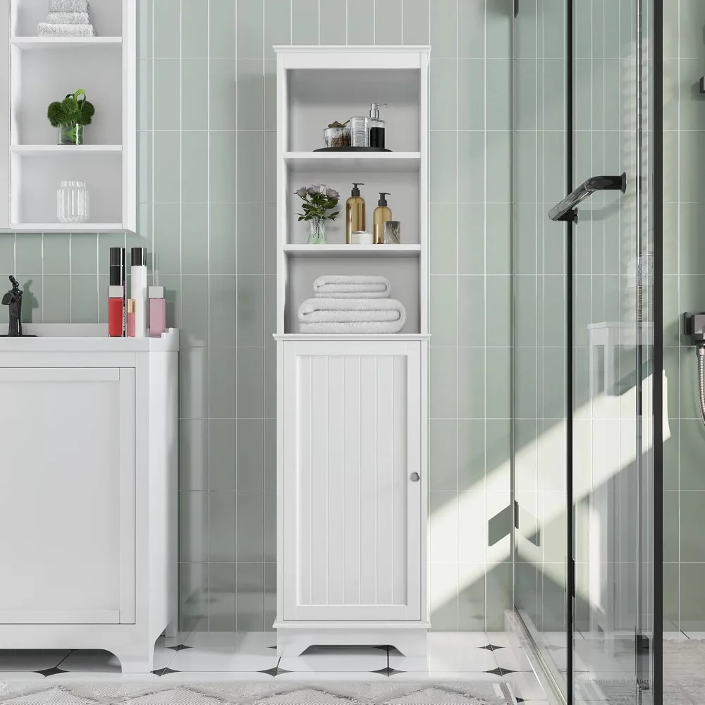 Tall Slim Storage Cabinet with Shelves & Door, Freestanding Linen Cabinet for Bathroom, Living Room, Entryway
Tall Slim Storage Cabinet with Shelves & Door, Freestanding Linen Cabinet for Bathroom, Living Room, Entryway