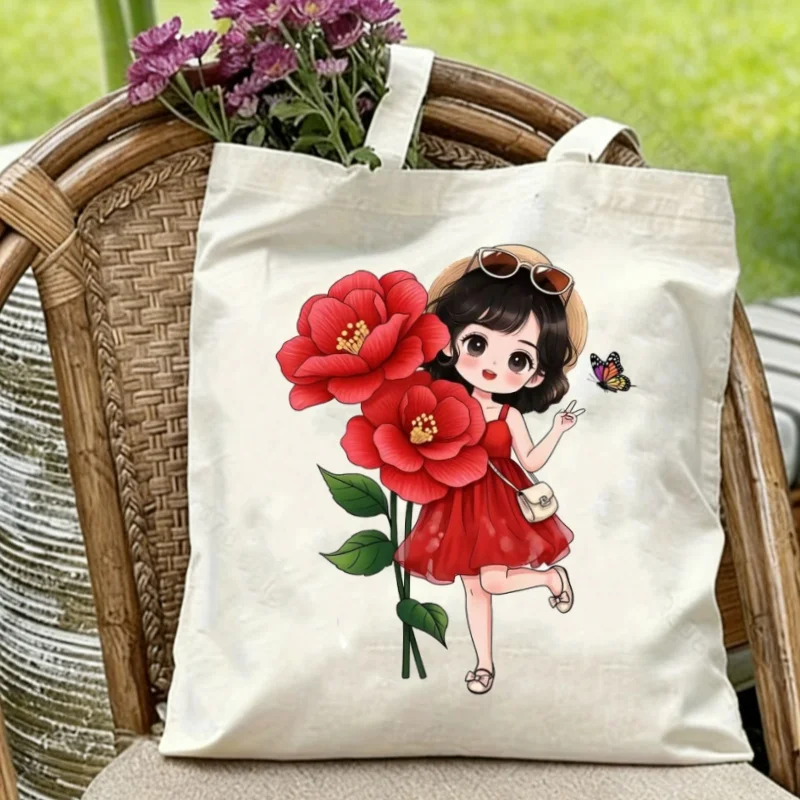 1pc Floral Girl Print Canvas Shoulder Bag, Unisex Double-Sided Printed Tote Bag, Eco Reusable Shopping Bag
1pc Floral Girl Print Canvas Shoulder Bag, Unisex Double-Sided Printed Tote Bag, Eco Reusable Shopping Bag