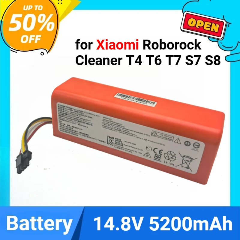 New 14.8V 5200mAh Rechargerable Battery High Quality and Large Capacity for Xiaomi Roborock Cleaner T4 T6 T7 S7 S8
New 14.8V 5200mAh Rechargerable Battery High Quality and Large Capacity for Xiaomi Roborock Cleaner T4 T6 T7 S7 S8