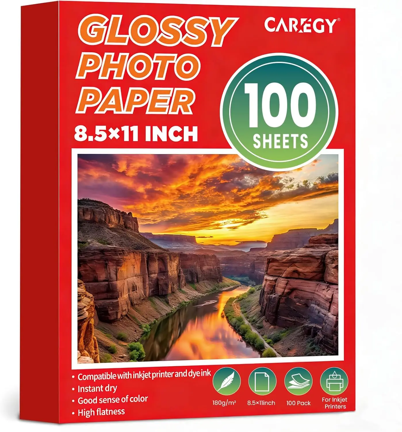 Glossy Photo Paper 8.5x11 Inches for Inkjet Printers, 100 Sheets 180gsm, Fast Drying Smudge Proof for Photos and Flyers
Glossy Photo Paper 8.5x11 Inches for Inkjet Printers, 100 Sheets 180gsm, Fast Drying Smudge Proof for Photos and Flyers