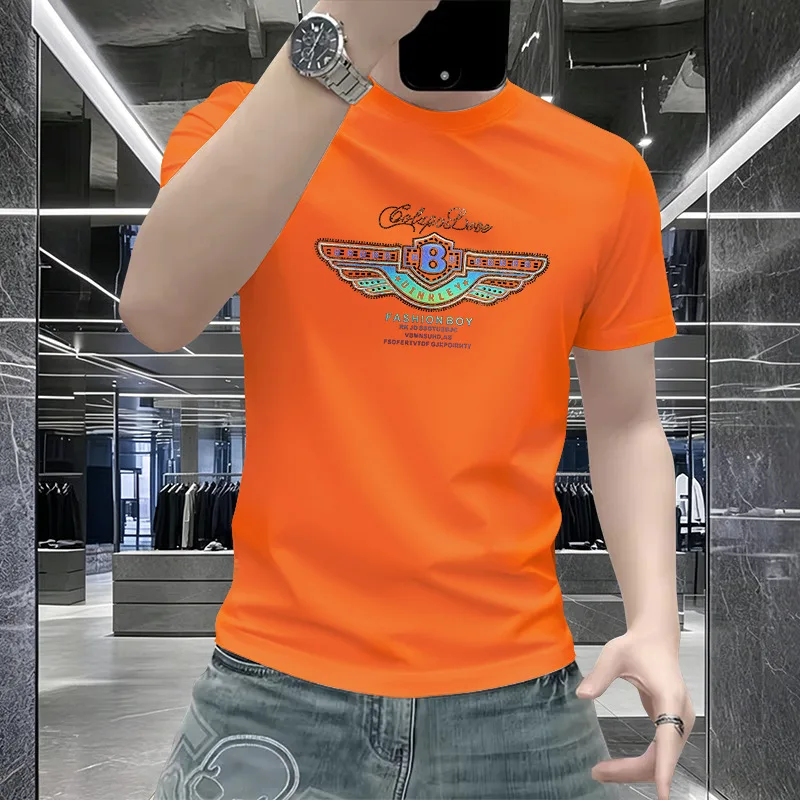 Summer New Men Ice Silk T Shirt Wing Print Round Neck Slim Fit Breathable High Grade Casual Short Sleeve Tops Daily Wear Clothes
Summer New Men Ice Silk T Shirt Wing Print Round Neck Slim Fit Breathable High Grade Casual Short Sleeve Tops Daily Wear Clothes