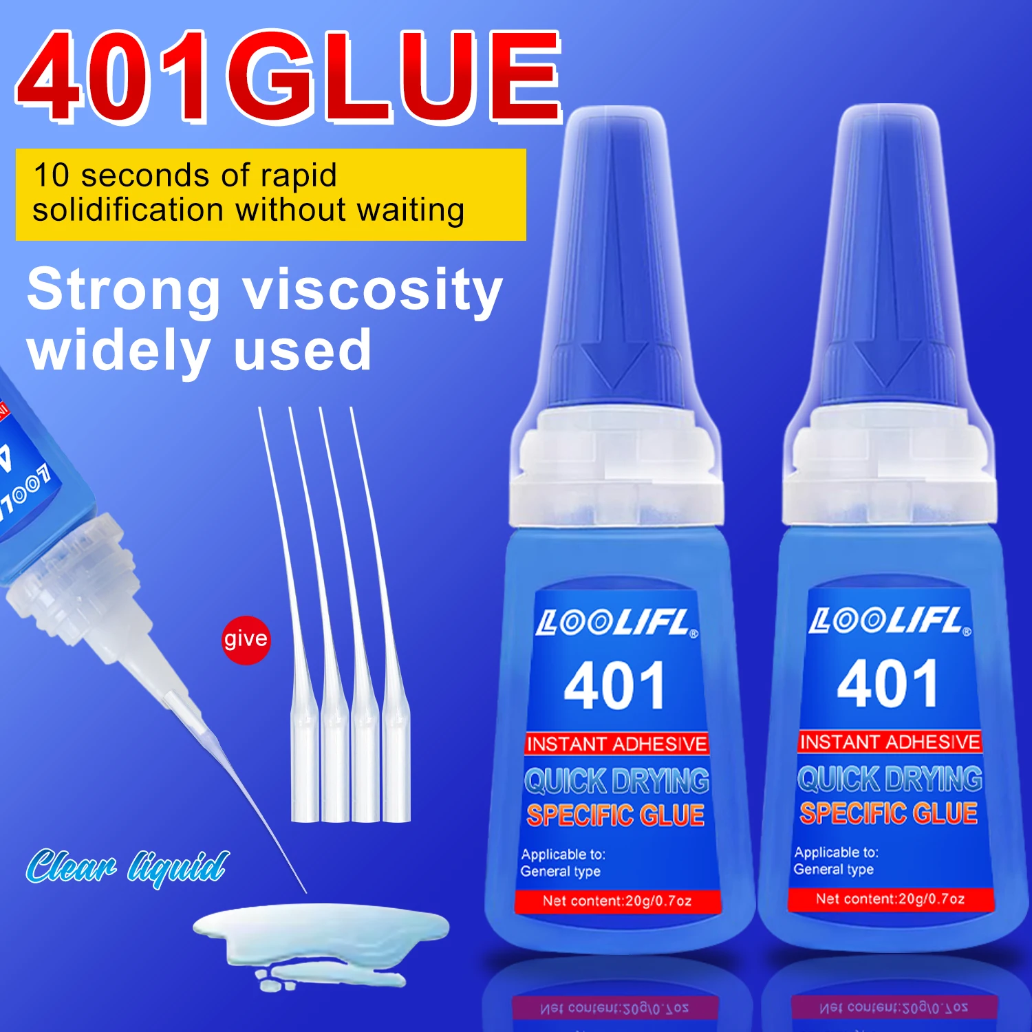 LOOLIFL 5PCS 401 Super Glue Extra Strong Quick Repair Glue Wood Rubber Metal Glass Cyanoacrylate Jewelry Adhesive Instant
LOOLIFL 5PCS 401 Super Glue Extra Strong Quick Repair Glue Wood Rubber Metal Glass Cyanoacrylate Jewelry Adhesive Instant