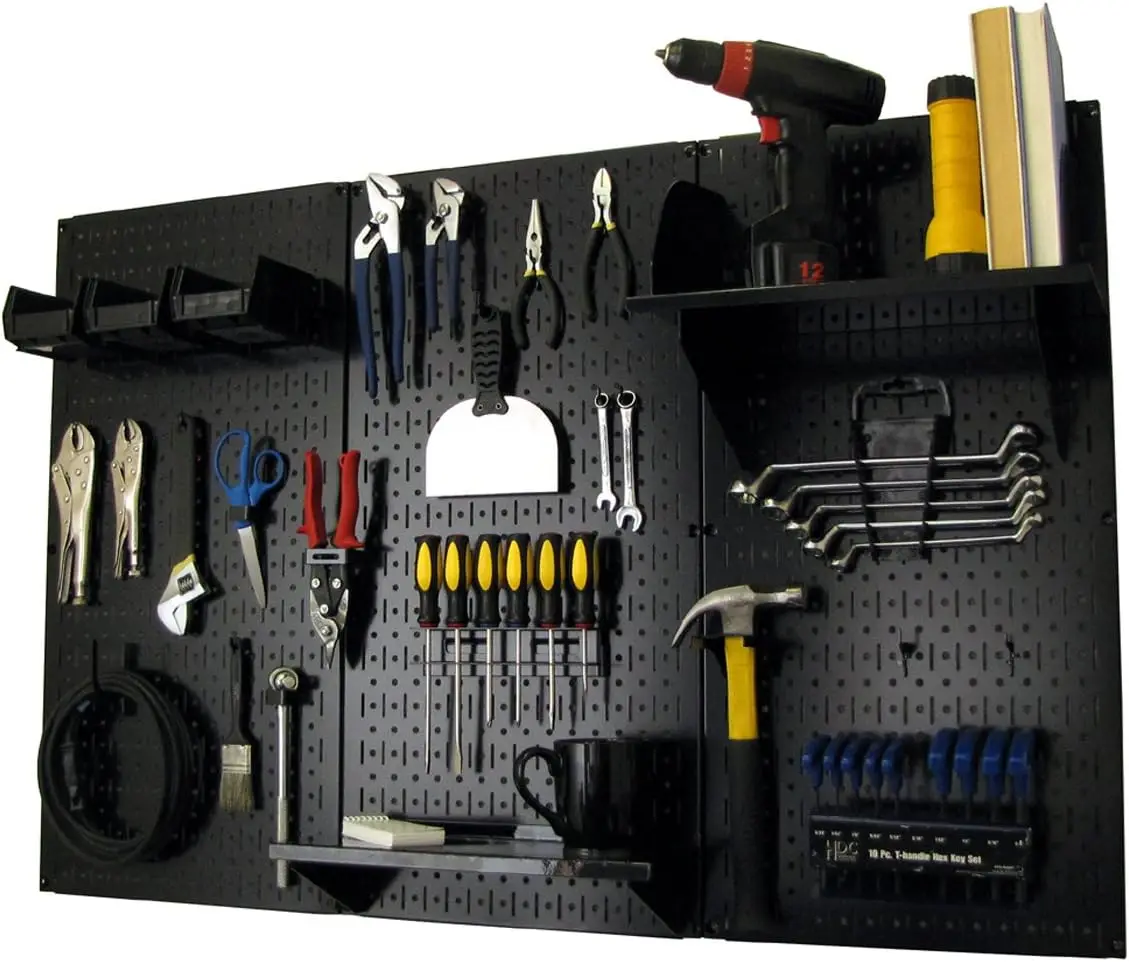Metal Pegboard Organizer 4 ft. Standard Tool Storage Kit with Black Toolboard and Accessories
Metal Pegboard Organizer 4 ft. Standard Tool Storage Kit with Black Toolboard and Accessories
