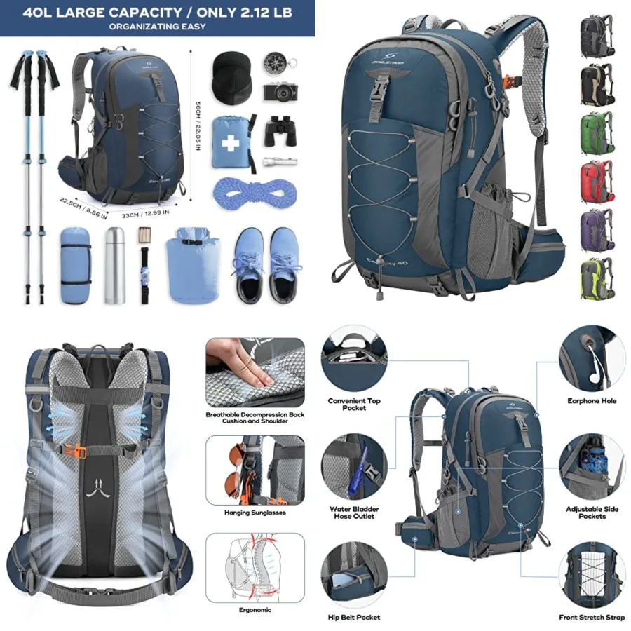 Hiking Backpack, Camping Backpack, Waterproof Hiking Daypack with Rain Cover, Lightweight Travel Backpack, Blue
Hiking Backpack, Camping Backpack, Waterproof Hiking Daypack with Rain Cover, Lightweight Travel Backpack, Blue