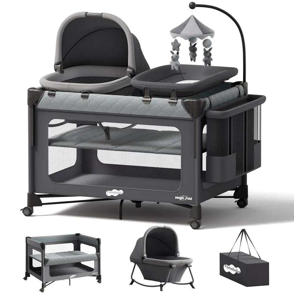 Pack and Play with Bassinet - 7 in 1 One-Step Setup Bede Crib, Portable Playpen, Travel Crib, Baby Playard with Diaper Changing
Pack and Play with Bassinet - 7 in 1 One-Step Setup Bede Crib, Portable Playpen, Travel Crib, Baby Playard with Diaper Changing