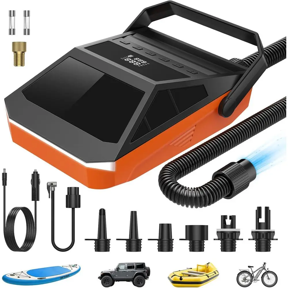 Portable Electric SUP Pump for Paddleboards, Car Tires, and More with Auto-Stop Function
Portable Electric SUP Pump for Paddleboards, Car Tires, and More with Auto-Stop Function