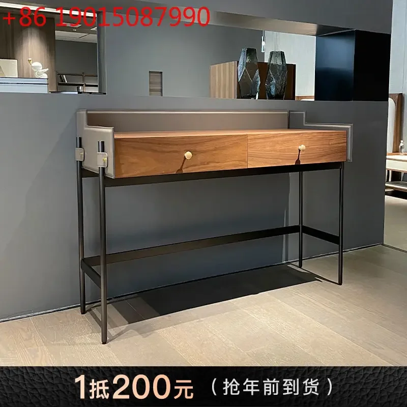 Italian minimalist desk dresser walnut saddle leather Nordic small apartment makeup table
Italian minimalist desk dresser walnut saddle leather Nordic small apartment makeup table