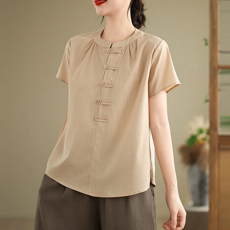 100% Cotton Casual Shirt Women New 2024 Summer Vintage Style O-neck Solid Color Loose Female Short Sleeve Tops Shirts B3873
100% Cotton Casual Shirt Women New 2024 Summer Vintage Style O-neck Solid Color Loose Female Short Sleeve Tops Shirts B3873