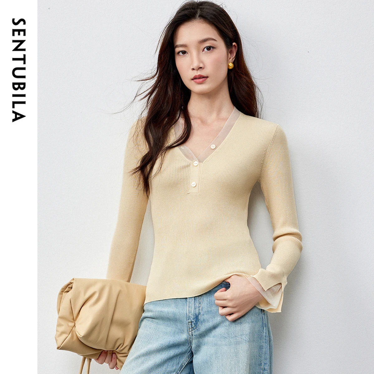 SENTUBILA тонкие вязаные пуловеры, женский трикотаж, весна-осень 2022, лоскутный элегантный свитер с рукавами-бабочками и v-образным вырезом W51H58641
SENTUBILA тонкие вязаные пуловеры, женский трикотаж, весна-осень 2022, лоскутный элегантный свитер с рукавами-бабочками и v-образным вырезом W51H58641