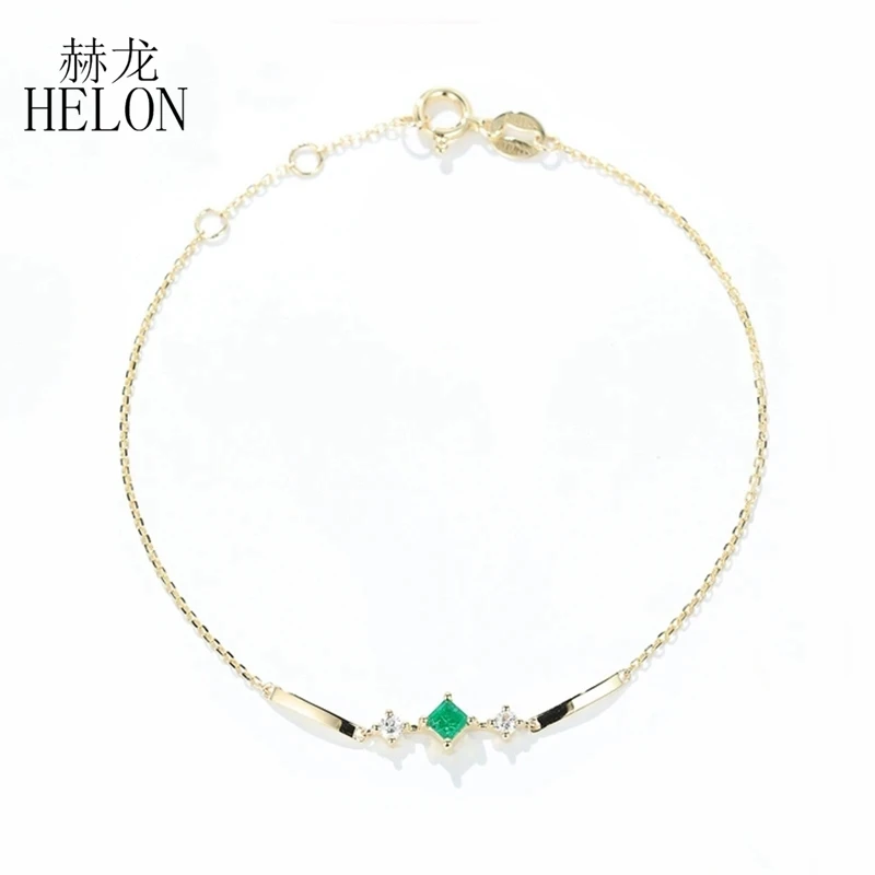 HELON Genuine Emerald Solid 18K Yellow Gold Bracelet Natural Diamond Wedding chain Bracelet For Women Christmas Jewelry Gift
HELON Genuine Emerald Solid 18K Yellow Gold Bracelet Natural Diamond Wedding chain Bracelet For Women Christmas Jewelry Gift