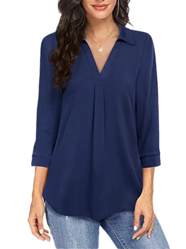 Zadily Casual Three Quarter Sleeve Women Basic Blouse 2025 Summer Turn-Down Collar Solid Color Loose Shirts Minimalist Clothing
Zadily Casual Three Quarter Sleeve Women Basic Blouse 2025 Summer Turn-Down Collar Solid Color Loose Shirts Minimalist Clothing