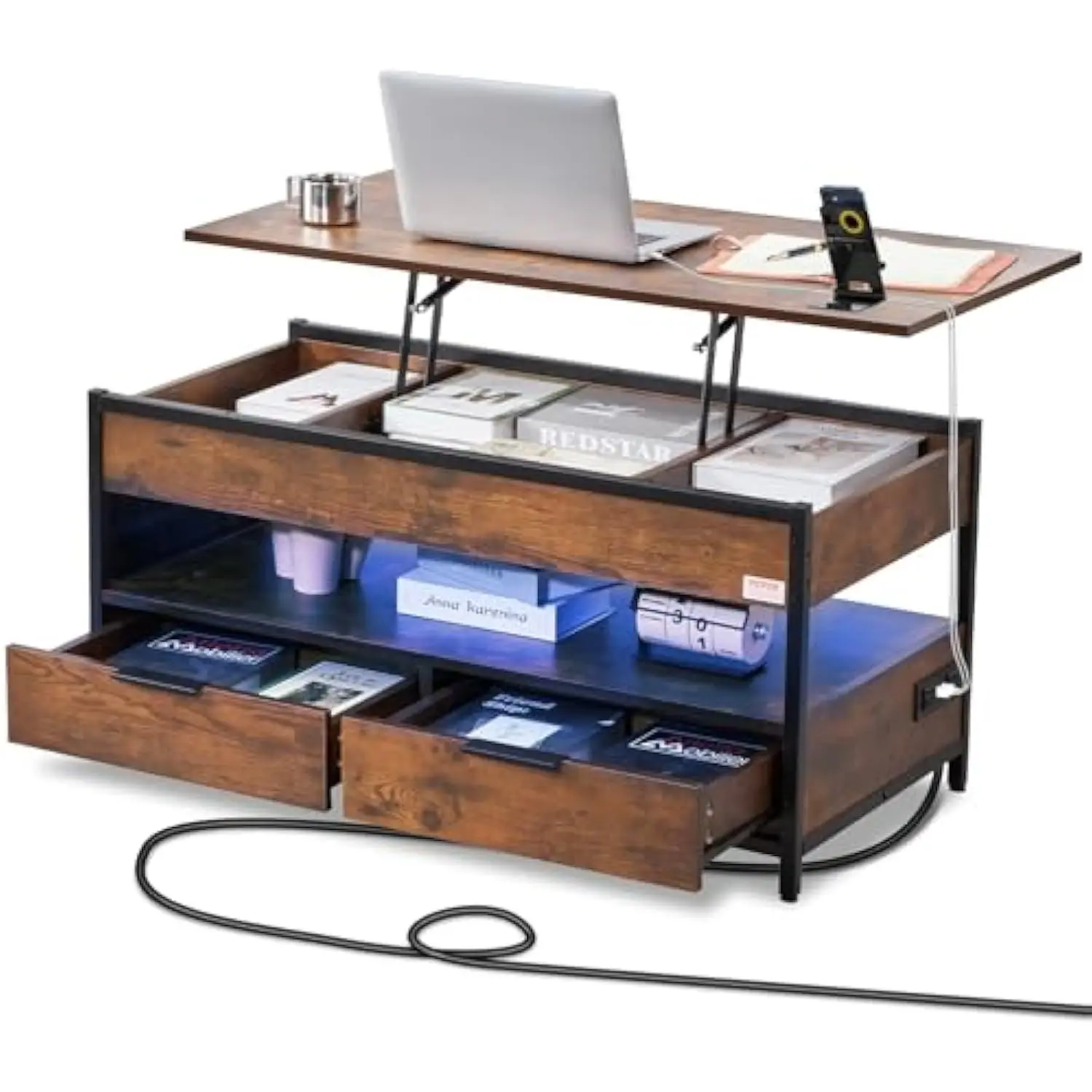 Lift Top Coffee Table, 39.4 in Rectangle Coffee Table with Extra Storage Pockets, Pop Up Coffee Table with Power Strip & USB &
Lift Top Coffee Table, 39.4 in Rectangle Coffee Table with Extra Storage Pockets, Pop Up Coffee Table with Power Strip & USB &