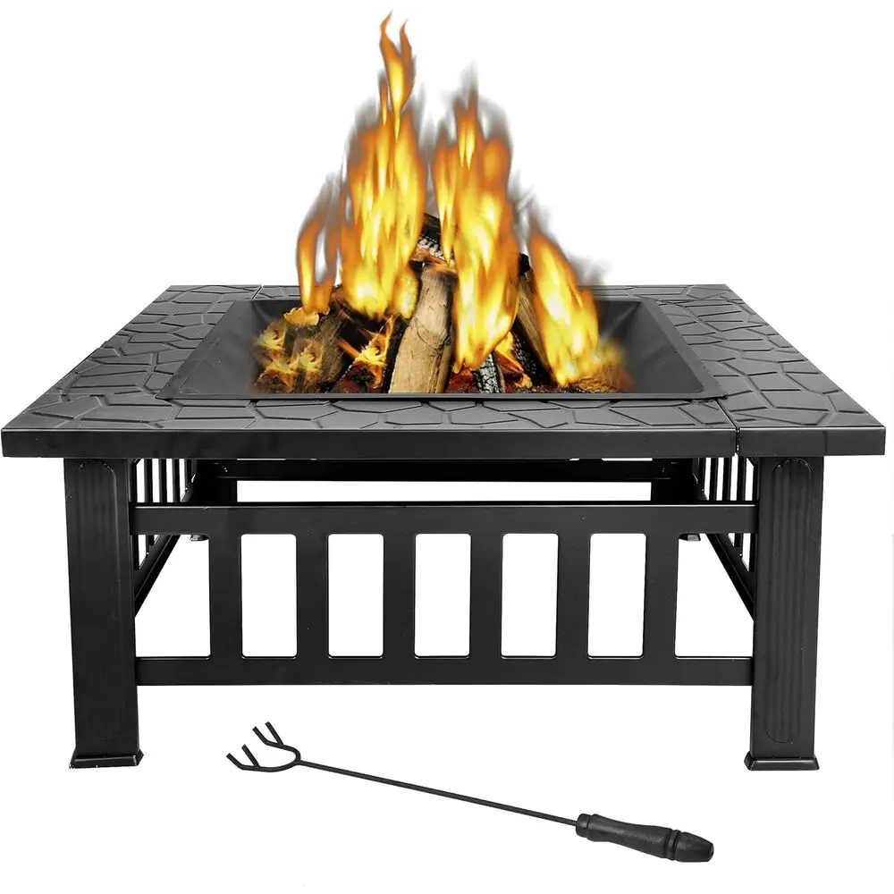 Durable 32 Square Outdoor Metal Fire Pit for Wood Burning with Waterproof Cover, Suitable for Patio and Garden
Durable 32 Square Outdoor Metal Fire Pit for Wood Burning with Waterproof Cover, Suitable for Patio and Garden