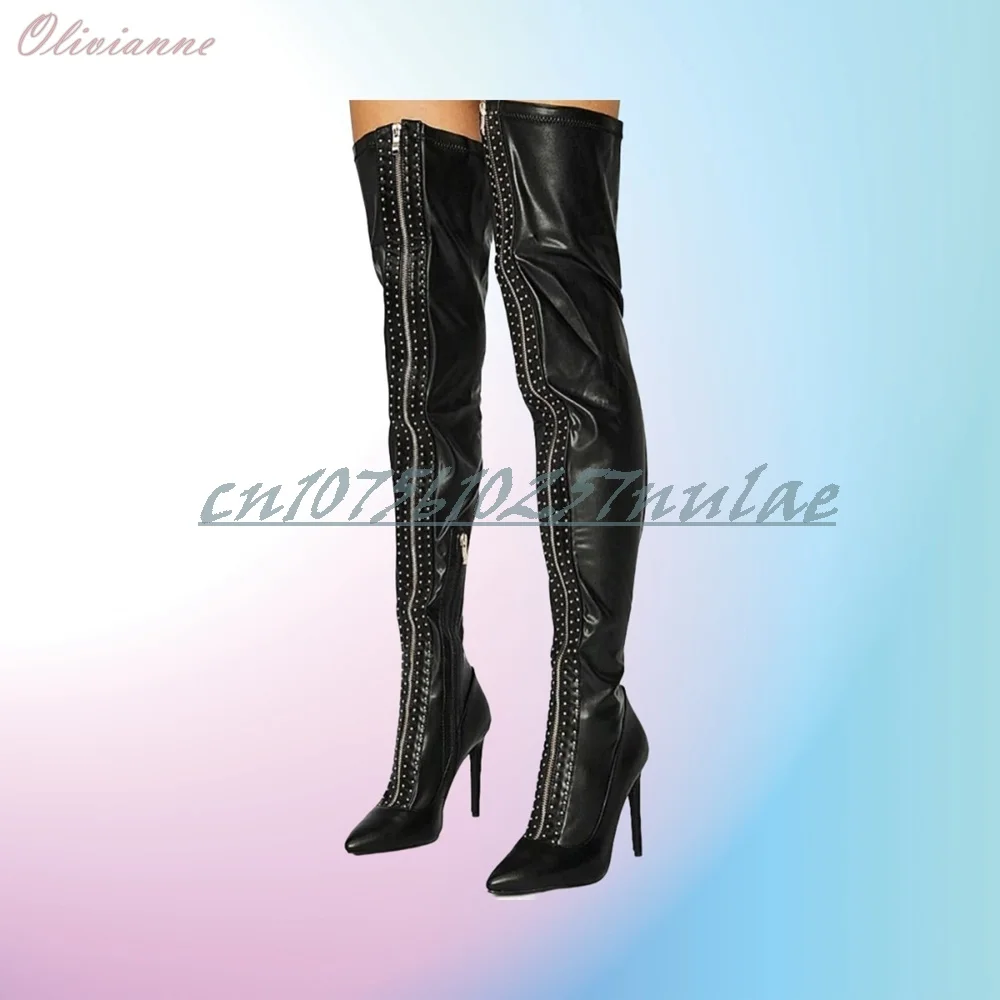 Front Zipper Crystals Decor Over tthe Knee Boots Stiletto High Heel Pointy Sexy 2025 New Autumn Women Shoes Zapatos Para Mujere 
Front Zipper Crystals Decor Over tthe Knee Boots Stiletto High Heel Pointy Sexy 2025 New Autumn Women Shoes Zapatos Para Mujere