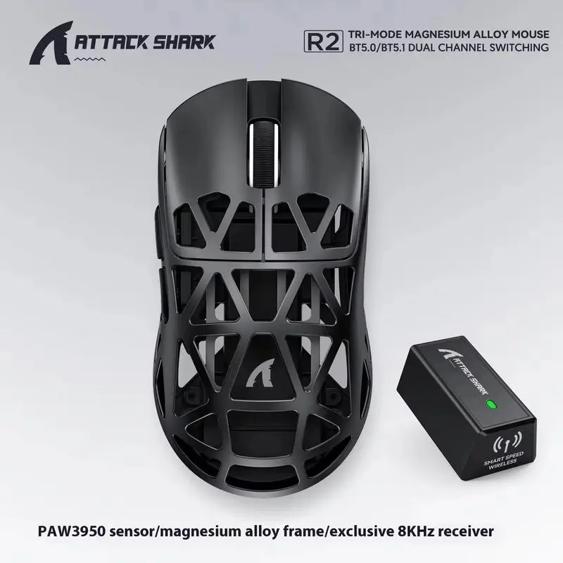 R2 Attack Shark Magnesium Alloy Wireless Mouse PAW3950 Lightweight Gaming Esports Bluetooth Three-Mode 8k Gaming Office Mouses
R2 Attack Shark Magnesium Alloy Wireless Mouse PAW3950 Lightweight Gaming Esports Bluetooth Three-Mode 8k Gaming Office Mouses