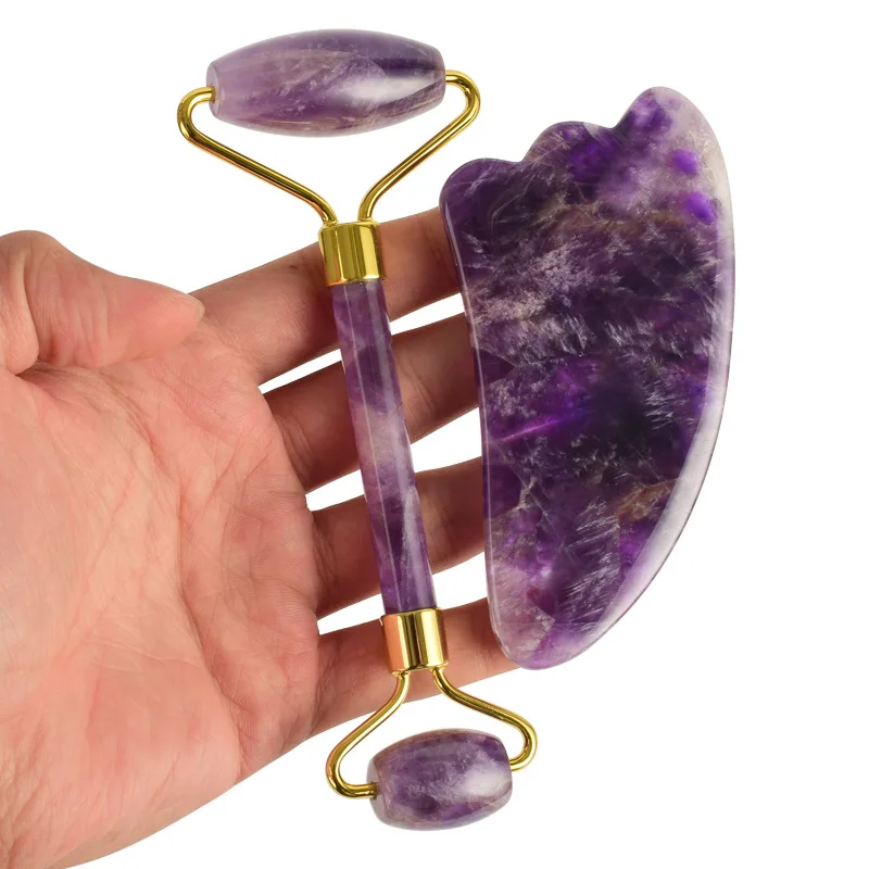 Natural Amethyst Jade Roller Gua Sha Set Gouache Scraper Board Face Lifting Anti-Wrinkle Beauty Skin Care Body Massage Tools
Natural Amethyst Jade Roller Gua Sha Set Gouache Scraper Board Face Lifting Anti-Wrinkle Beauty Skin Care Body Massage Tools