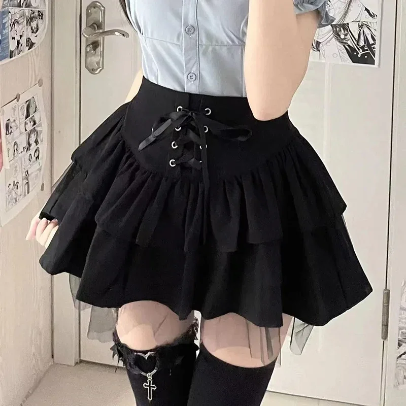 Japanese Lace Up A Line Short Skirt Women Preppy Style High Waist Tulle Mini Skirts Woman Y2K Solid Ruffle Pleated Skirt Mujer
Japanese Lace Up A Line Short Skirt Women Preppy Style High Waist Tulle Mini Skirts Woman Y2K Solid Ruffle Pleated Skirt Mujer