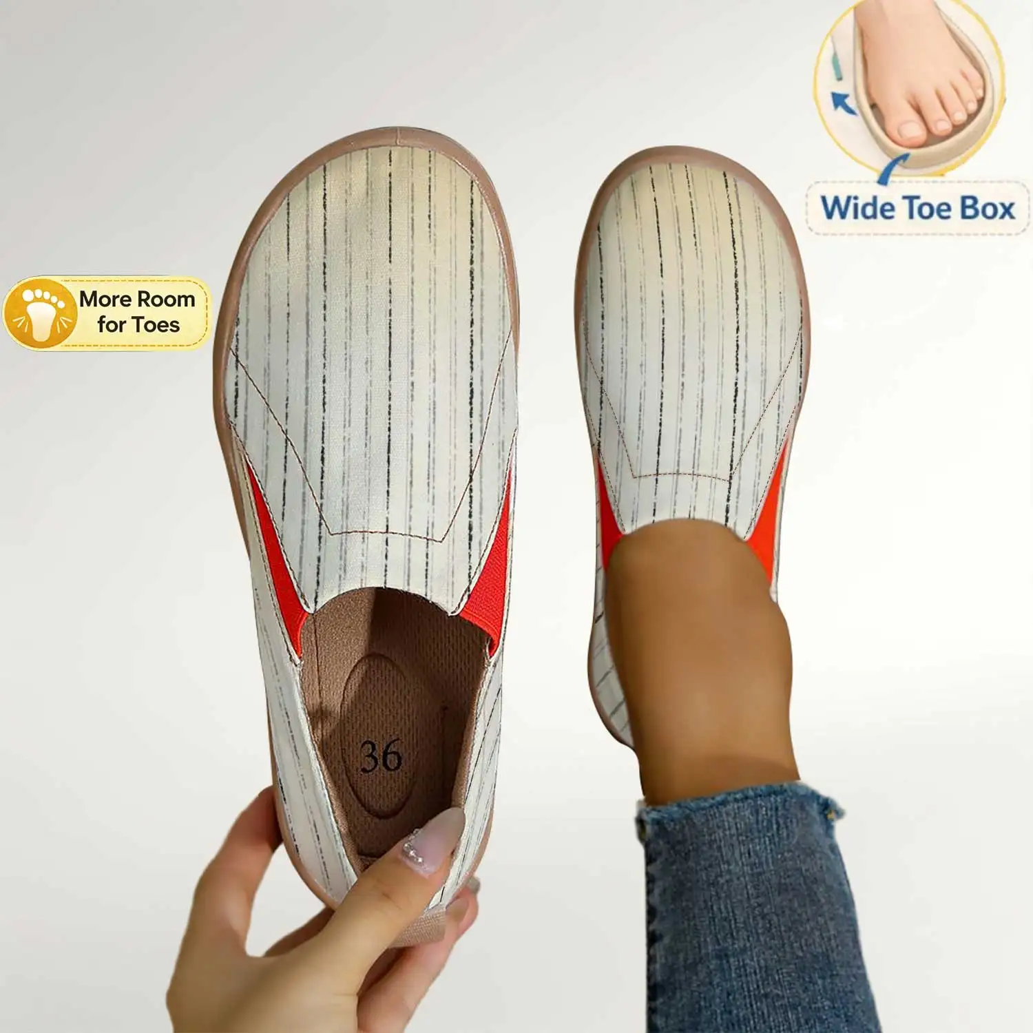 Women's Striped Print Slip-On Shoes, Wide Toe Box Comfortable Walking Flats, Lightweight Breathable Canvas Loafers
Women's Striped Print Slip-On Shoes, Wide Toe Box Comfortable Walking Flats, Lightweight Breathable Canvas Loafers
