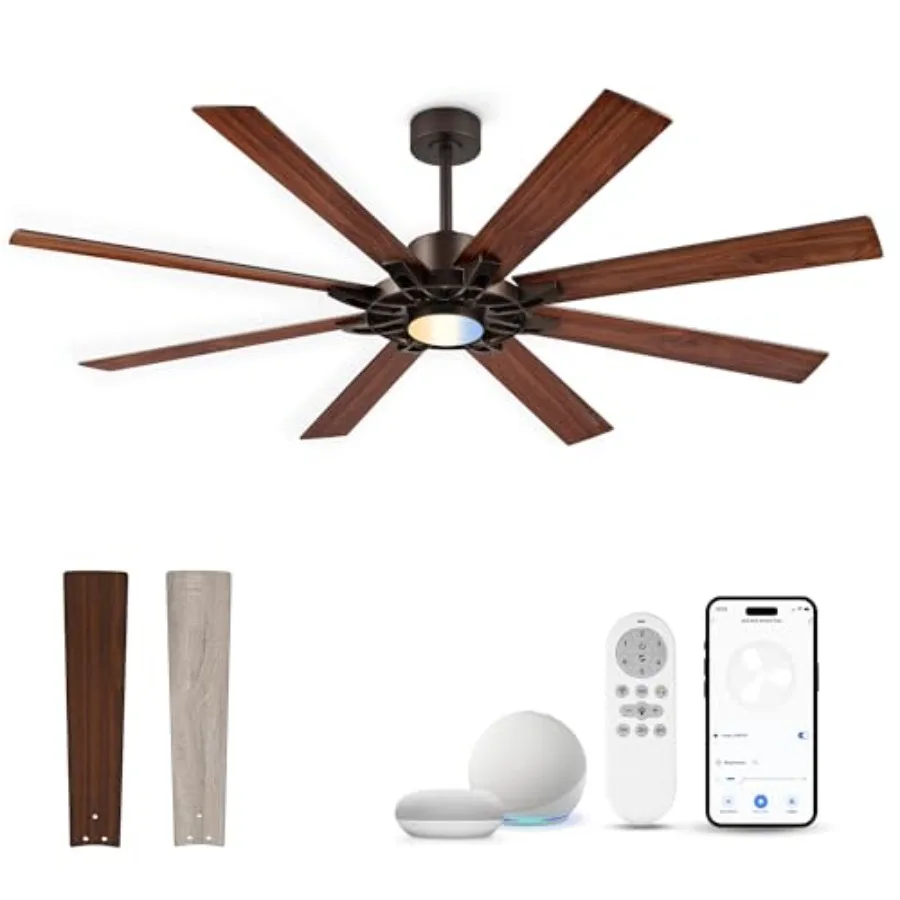 72 Inch Ceiling Fan with Light for Patio, Oil Rubbed Bronze, Modern Quiet Smart Fan with Alexa Control, Dual Finish 8 Blades, I
72 Inch Ceiling Fan with Light for Patio, Oil Rubbed Bronze, Modern Quiet Smart Fan with Alexa Control, Dual Finish 8 Blades, I
