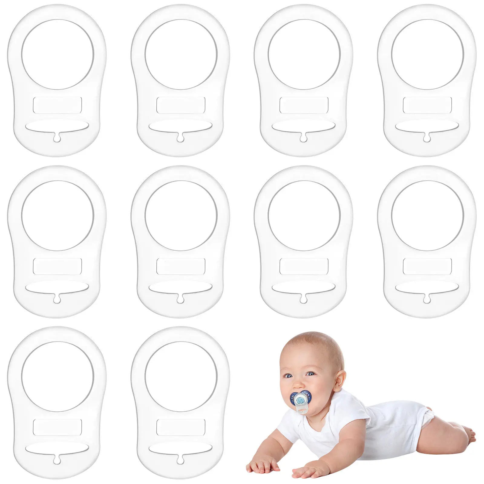 10pcs Silicone Baby Pacifier Clips Holders Transparent Ring For Button Style Pacifiers Adapter Practical Use Baby