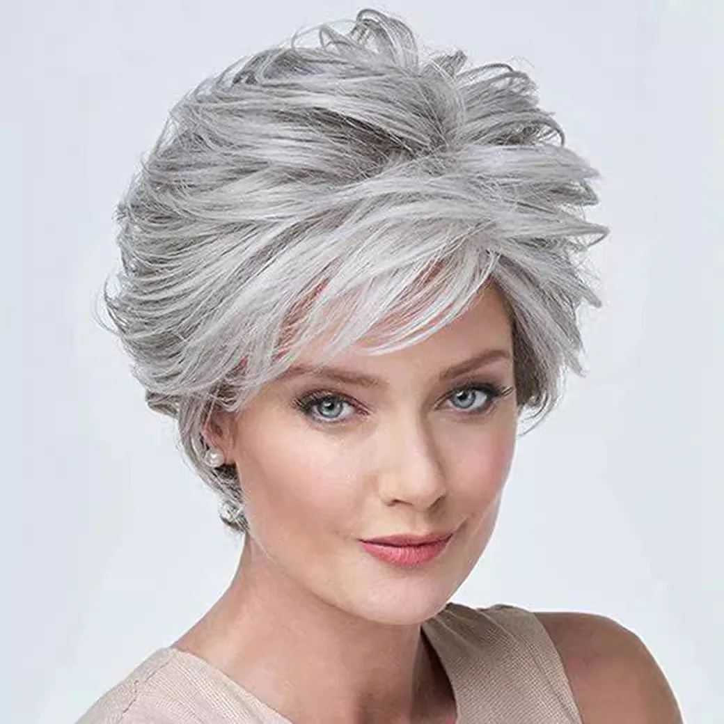 Модный женский парик в европейском и американском стиле, короткий, кудрявый, серый, из синтетического волокна, для пожилых женщин
Модный женский парик в европейском и американском стиле, короткий, кудрявый, серый, из синтетического волокна, для пожилых женщин