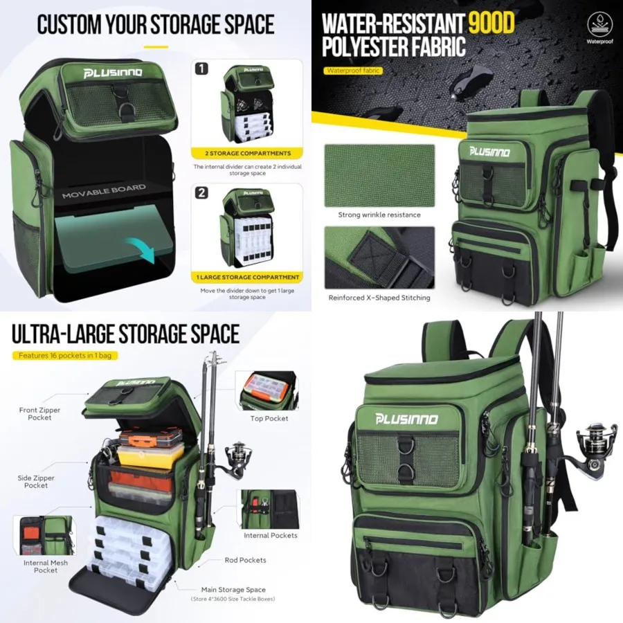 Fishing Backpack with Rod Holders Tackle Box, 42L Large Water-resistant Fish Tackle Bag Store Fishing Gear
Fishing Backpack with Rod Holders Tackle Box, 42L Large Water-resistant Fish Tackle Bag Store Fishing Gear