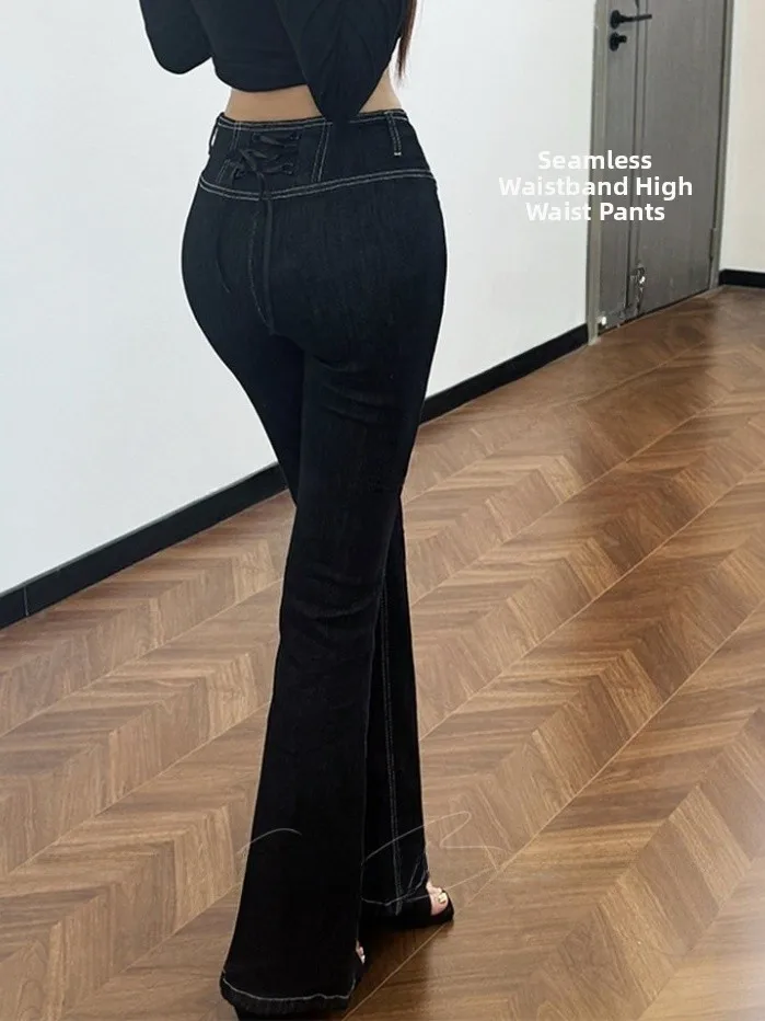 High Waist Butt Lifting Cotton Stretch Denim Pants Sl Waist Design Double V Knot Wide Leg Slimming Trousers
High Waist Butt Lifting Cotton Stretch Denim Pants Sl Waist Design Double V Knot Wide Leg Slimming Trousers