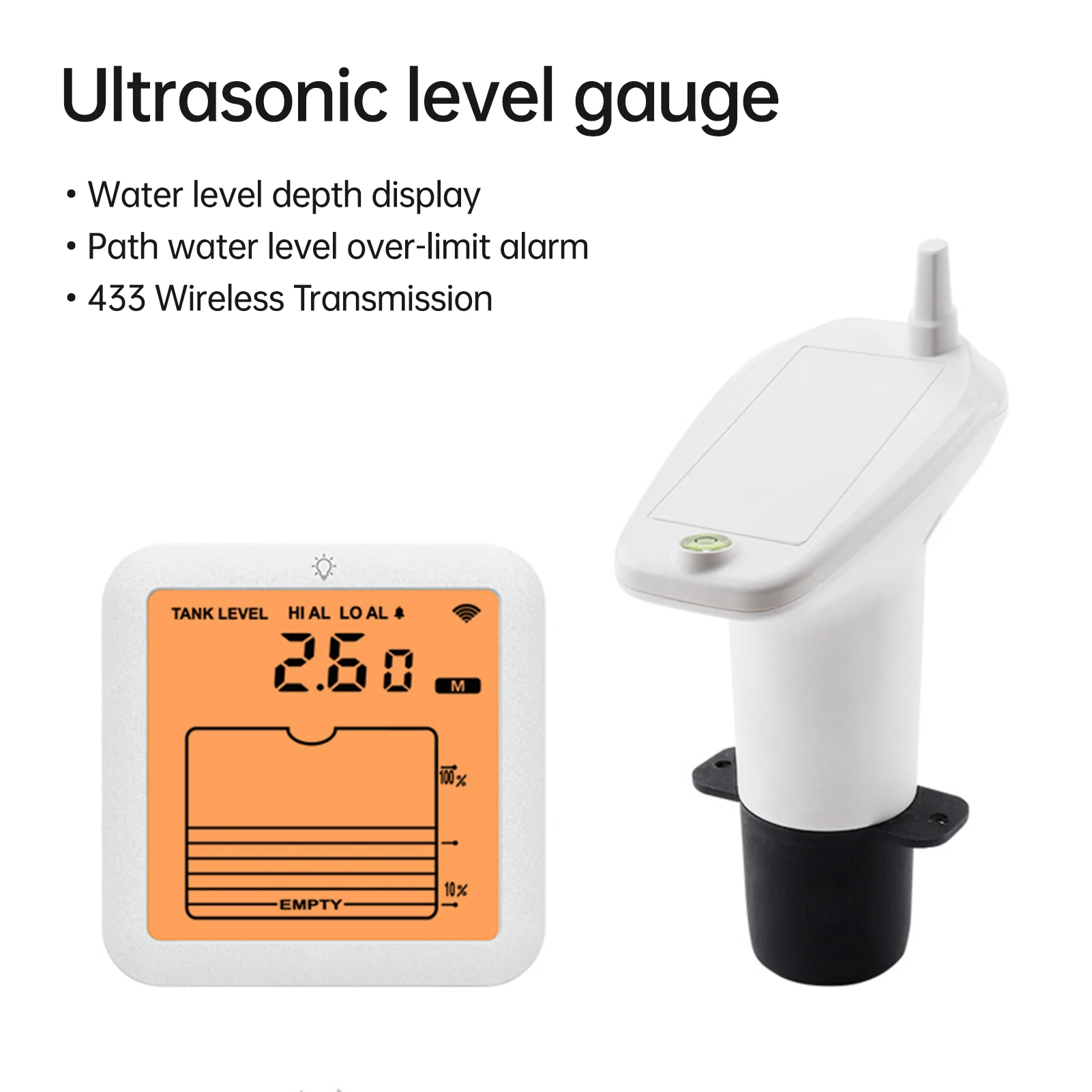 Smart Water Level Sensor Ultrasonic Meter for Flooding Leak Monitoring with High Low Alarm IP65 Waterproof for Home Farm
Smart Water Level Sensor Ultrasonic Meter for Flooding Leak Monitoring with High Low Alarm IP65 Waterproof for Home Farm