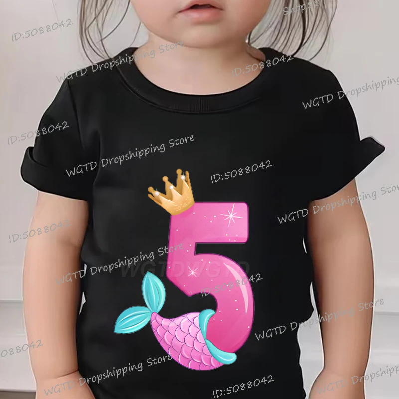 Mermaid Children's Clothing Number 1-9 Cartoon Mermaid Fashion T-shirt Funny Short Sleeve Y2K Tops Birthday Girls Tshirt Gifts
Mermaid Children's Clothing Number 1-9 Cartoon Mermaid Fashion T-shirt Funny Short Sleeve Y2K Tops Birthday Girls Tshirt Gifts