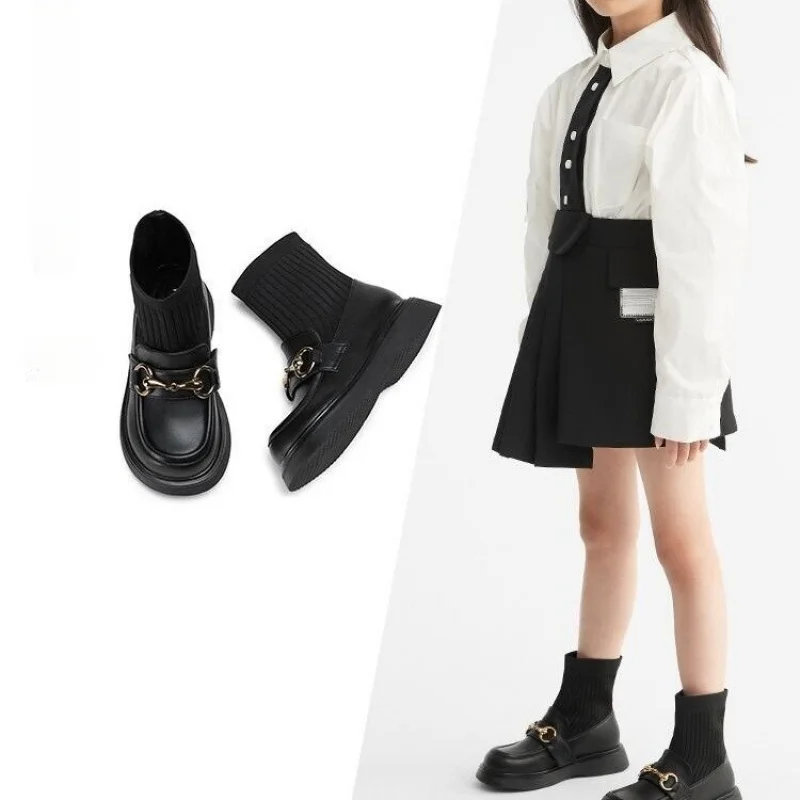 Girls’ Black Matte School Shoes - Kids Uniform Shoes with Elegant Metallic Accents, Simple Casual Sock Boots, Breathable Fashion
Girls’ Black Matte School Shoes - Kids Uniform Shoes with Elegant Metallic Accents, Simple Casual Sock Boots, Breathable Fashion