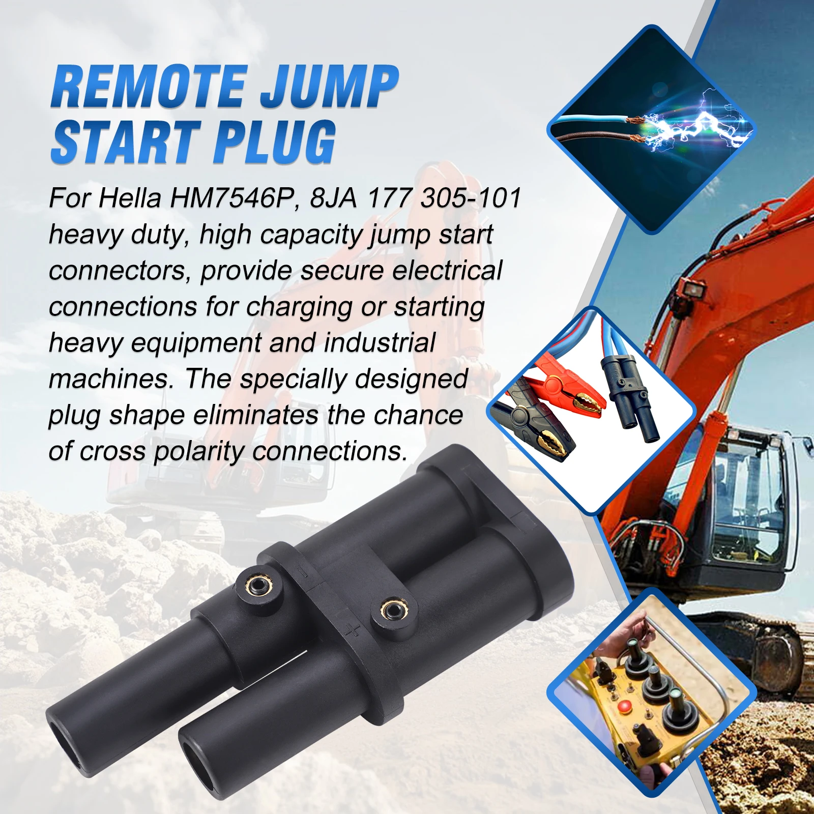 New Remote Jump Start Plug Terminal High Capacity Black For Cranes, Forklifts, Agricultural Machinery For Hella 8JA 177 305-101
New Remote Jump Start Plug Terminal High Capacity Black For Cranes, Forklifts, Agricultural Machinery For Hella 8JA 177 305-101