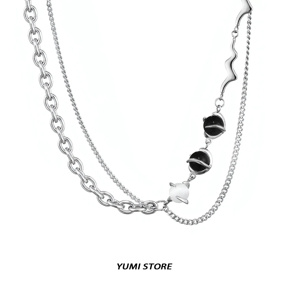 Luxury Cat Eye Stone Necklace For Man Woman Non Fading Titanium Steel Splicing Black White Moonstone Clavicle Chain Jewelry
Luxury Cat Eye Stone Necklace For Man Woman Non Fading Titanium Steel Splicing Black White Moonstone Clavicle Chain Jewelry