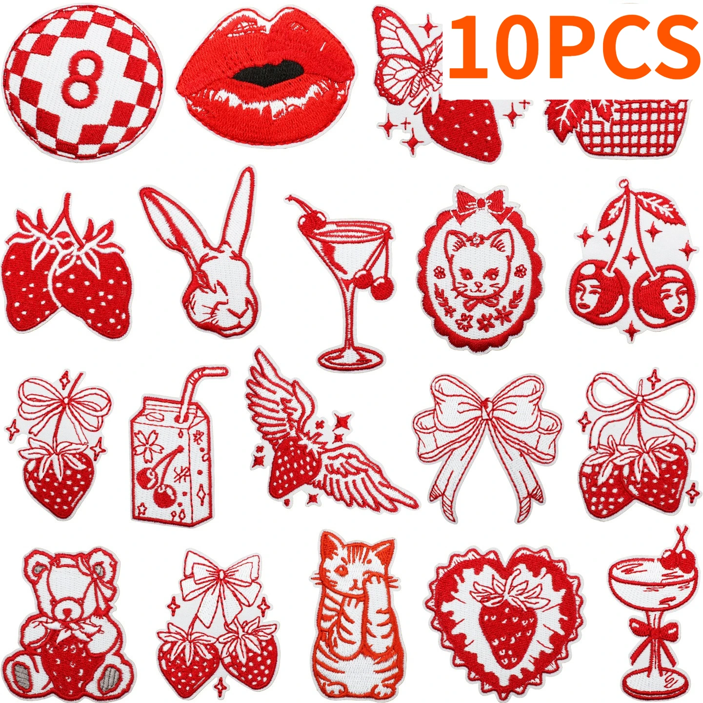 10/12PCS Embroidered Patches Pack Strawberry Cake Embroidery Butterfly Rabbit Patch Set of Ironing Printing Flame Red Wholesale
10/12PCS Embroidered Patches Pack Strawberry Cake Embroidery Butterfly Rabbit Patch Set of Ironing Printing Flame Red Wholesale