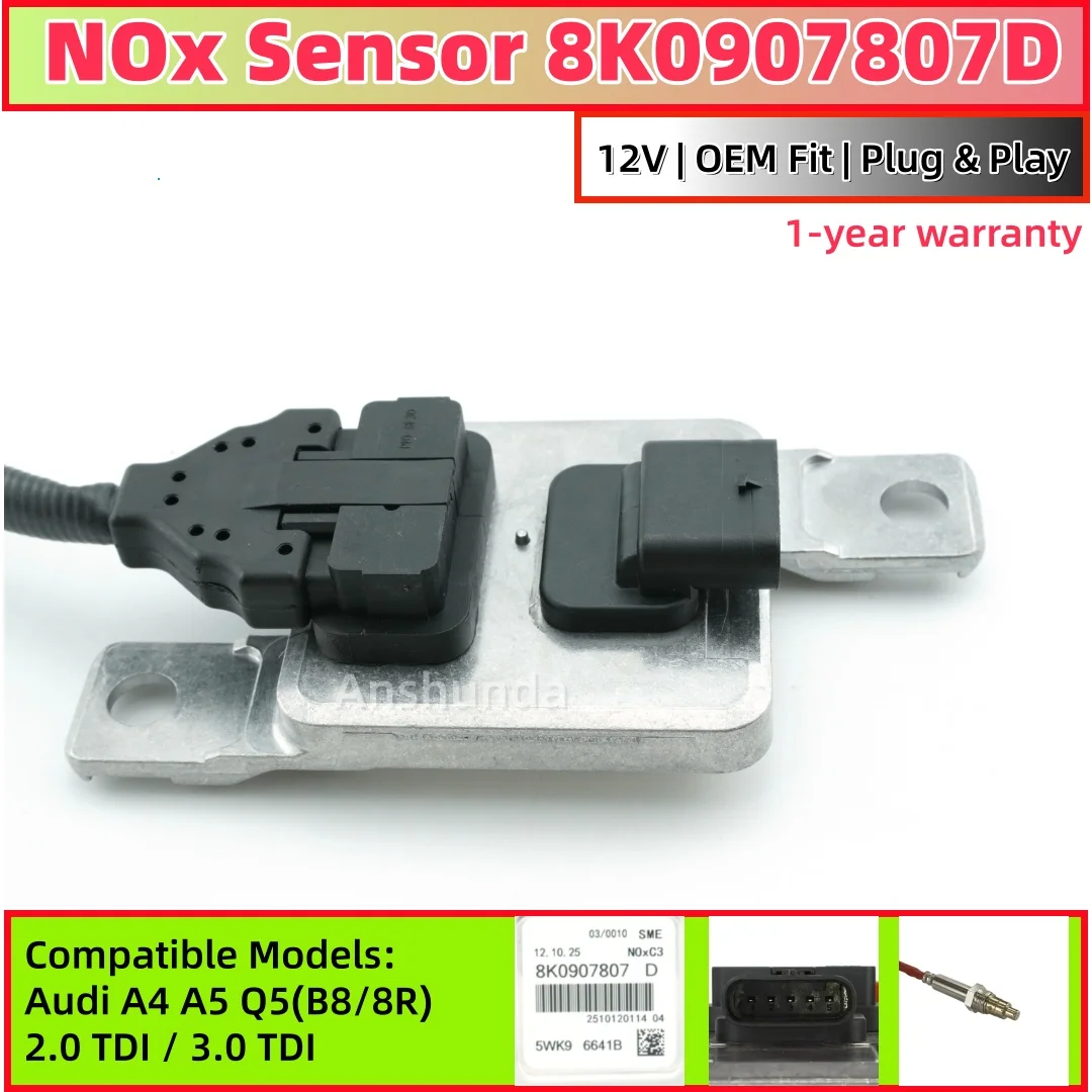 8K0907807D Nitrogen Oxide Sensor 5WK96641B for Audi 2.0TDI Diesel
8K0907807D Nitrogen Oxide Sensor 5WK96641B for Audi 2.0TDI Diesel